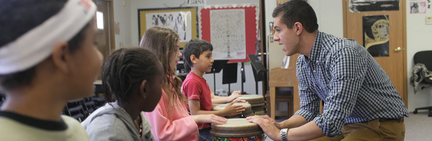 Senior secondary education ( music ) student Sean Hayes teaches at Lee Elementary in Columbia.